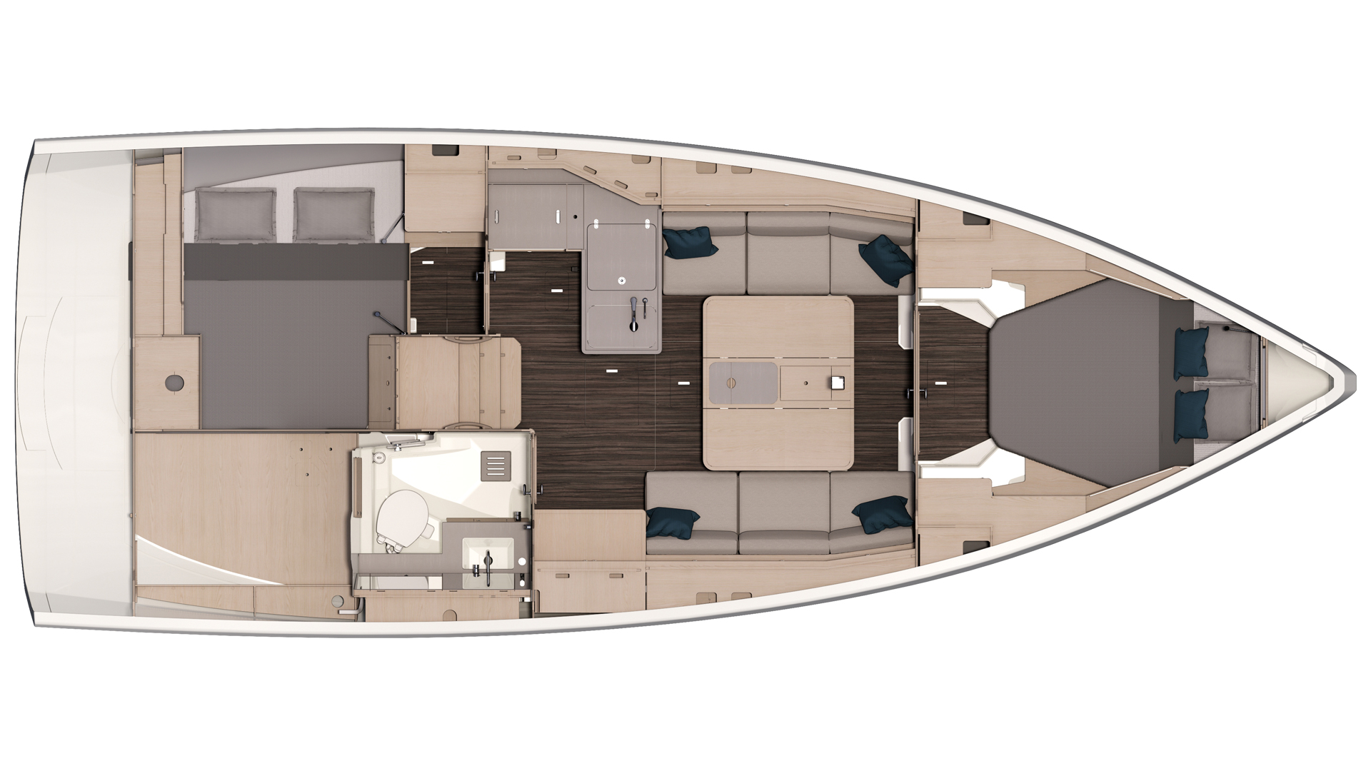 DUFOUR 37 2 cabins layout